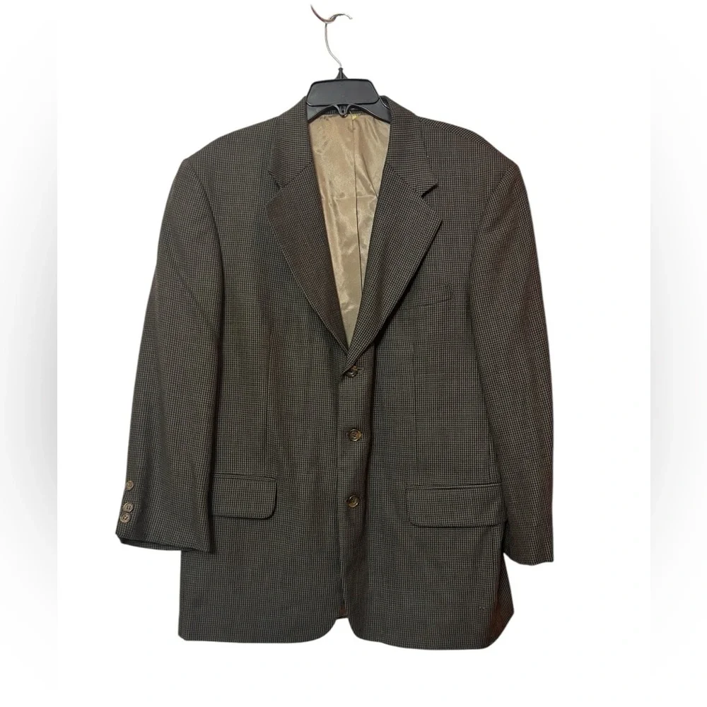 Oscar de la Renta Wool Vintage 90s Houndstooth Suit Jacket 42R Blazer